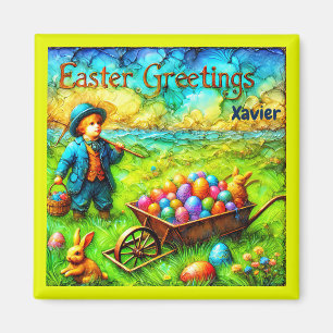 XAVIER ~ VINTAG EASTER Boy ~ Ostereier ~ Magnet