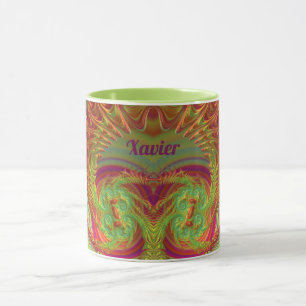 XAVIER~ Zany 3D ~ Helles Orange, Gelb und Lila Tasse