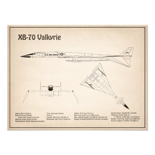 XB-70 Valkyrie - Flugzeugkonzepte SD Fotodruck (Vorne)