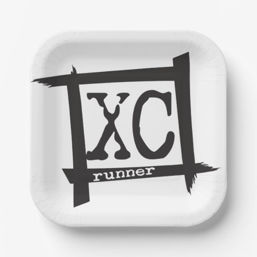XC Cross Country Runner-Papierplatte Pappteller (Vorderseite)