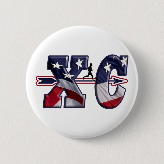 XC CROSS COUNTRY-USA-FLAGGE EINGEWICKELT BUTTON (Vorderseite)