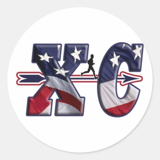 XC CROSS LAND USA FLAG WRAPPED RUNDER AUFKLEBER (Vorderseite)