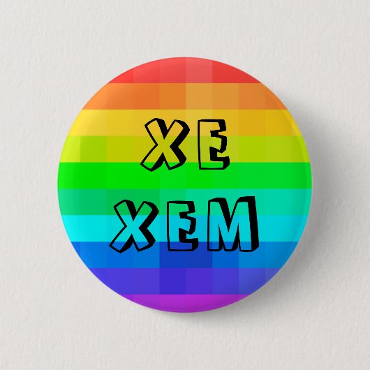 Xe Xem Non-Binary Pronouns LGBTQ Rainbow Button (Vorderseite)