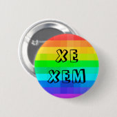 Xe Xem Non-Binary Pronouns LGBTQ Rainbow Button (Vorne & Hinten)