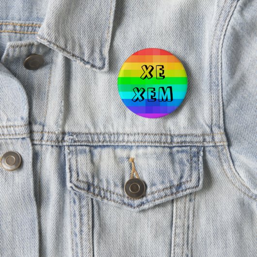 Xe Xem Non-Binary Pronouns LGBTQ Rainbow Button (Beispiel)