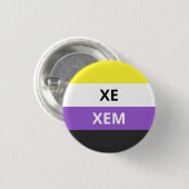Xe/Xem Pronomen-Nicht-Binäres Flaggen-Abzeichen Button (Vorne & Hinten)