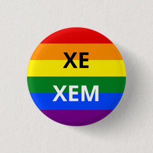 Xe/Xem Pronoun Rainbow Abzeichen Button
