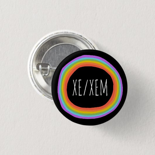 XE/XEM Pronouns farbenfroher Regenbogenkreis Schwa Button (Vorne & Hinten)