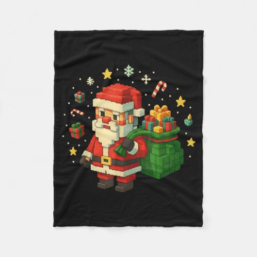 Xel Santa Claus With Retro Gamer Christmas Fleecedecke (Vorderseite)