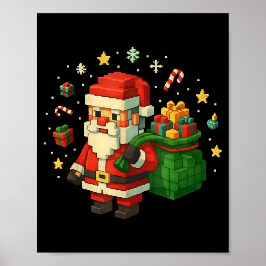 Xel Santa Claus With Retro Gamer Christmas  Poster (Vorne)