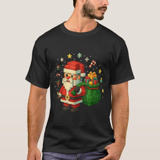 Xel Santa Claus With Retro Gamer Christmas T-Shirt (Vorderseite)