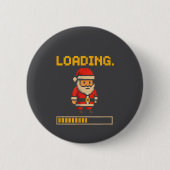 Xel Santa Loading Retro Christmas Gamer Shirt Button (Vorderseite)