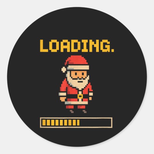 Xel Santa Loading Retro Christmas Gamer Shirt Runder Aufkleber (Vorderseite)