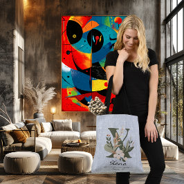 Xena's Noble Grace - Boho Floral Monogram Tragetaschen Mit Langen Trägern