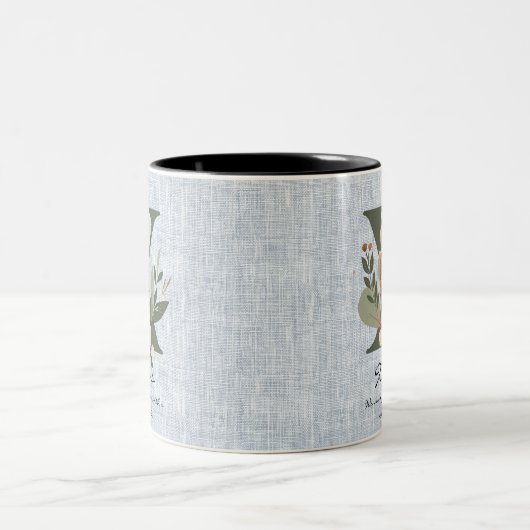 Xena's Noble Heart - Boho Chic Floral Monogram Tas Zweifarbige Tasse (Mittel)