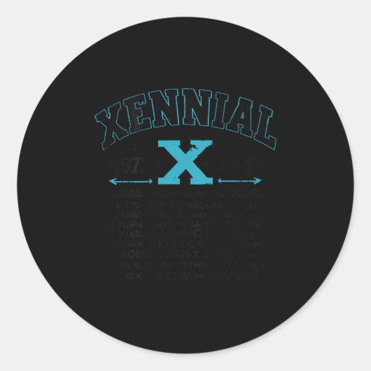 Xennial Generation X 1970s 1980s Millennial Gen X Runder Aufkleber (Vorderseite)