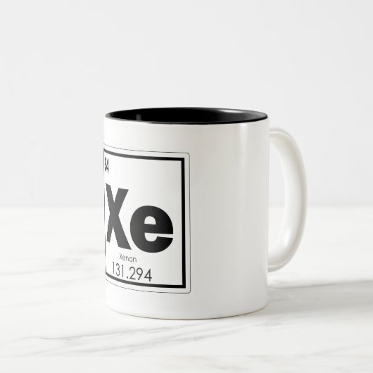 Xenon-Chemielementsymbol-chemische Formel Zweifarbige Tasse (VorderseiteRechts)