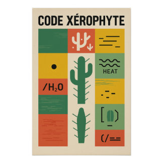 XEROPHYTE-CODE — Kaktus-Alphabet Poster