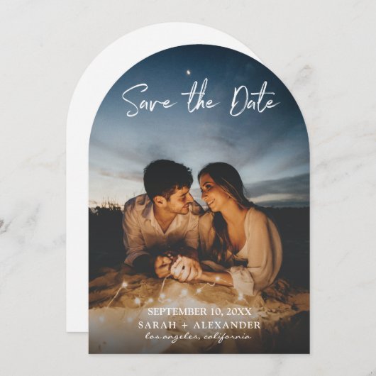 xFoto - Vertikales Schreiben Save the Date V2 Einladung (Vorne/Hinten)