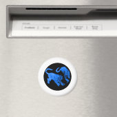 Xian China 2002 Blue Ghost Tigers Black Circle Tra Magnet (In Situ (Geschirrspüler))