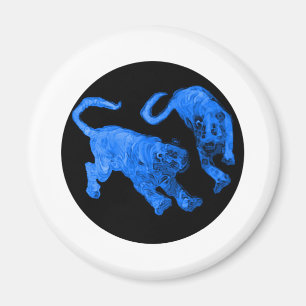 Xian China 2002 Blue Ghost Tigers Black Circle Tra Magnet