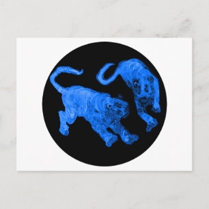 Xian China 2002 Blue Ghost Tigers Black Circle Tra Postkarte