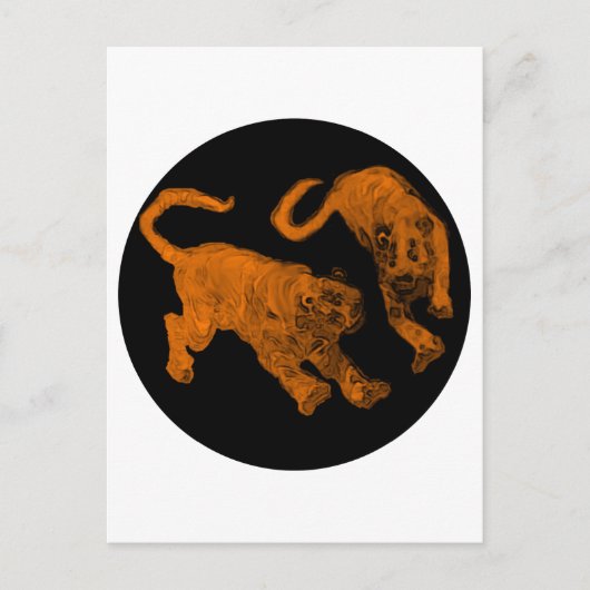 Xian China 2002 Brown Ghost Tigers Black Circle Tr Postkarte (Vorderseite)