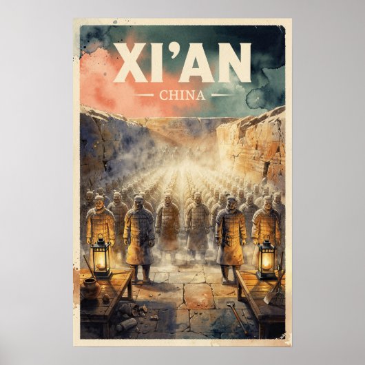 Xi'an China Vintage Reise Poster (Vorne)