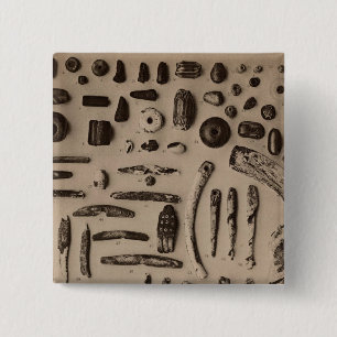 XIII Stein, Glasverzierungen, also Kalifornien Button