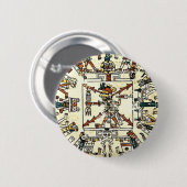 Xiuhtecuhtli Aztec Toter Gott Button (Vorne & Hinten)
