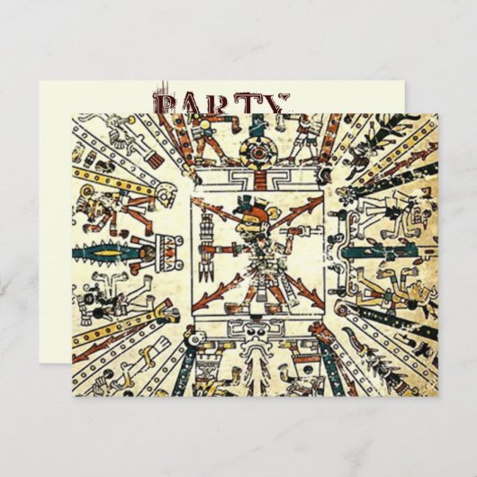 Xiuhtecuhtli Aztec Toter Gott Einladung (Vorne/Hinten)