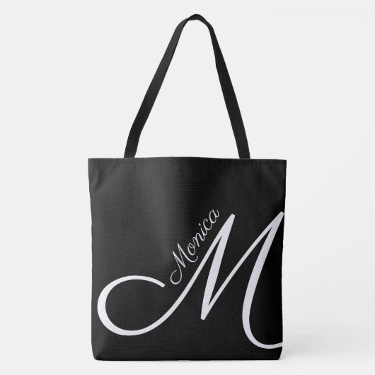 XL BAG - MONOGRAM + NAME - Schwarze moderne Tasche (Vorderseite)