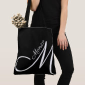 XL BAG - MONOGRAM + NAME - Schwarze moderne Tasche (Von Nahem)
