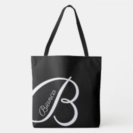 XL BAG - MONOGRAM + NAME - Schwarze moderne Tasche