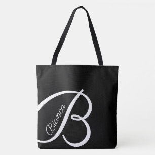 XL BAG - MONOGRAM + NAME - Schwarze moderne Tasche