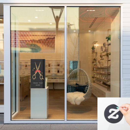 XL Golden Glitzer Scissance - Friseur Stylist Fensteraufkleber (Schaufenster)