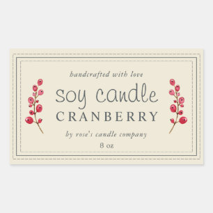 XL Homemade Soy Candle Cranberry Antikes Weiß Rechteckiger Aufkleber