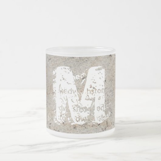 XL Monogramm Stone Textur Bild Mattiert Glass Tass Mattglastasse (Mittel)