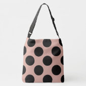 XL Polka Dots Black Dusty Pink Mode Tragetaschen Mit Langen Trägern (Rückseite)