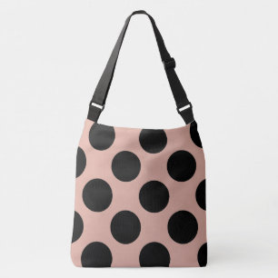 XL Polka Dots Black Dusty Pink Mode Tragetaschen Mit Langen Trägern