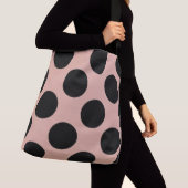 XL Polka Dots Black Dusty Pink Mode Tragetaschen Mit Langen Trägern (Von Nahem)