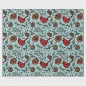XL Winter Roter Kardinal und Pine Cones Geschenkpapier (Flach)