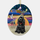 Xmas Angel - Cocker (schwarz) Keramikornament (Rechts)