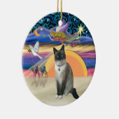 Xmas Angel - Schneeschuhkatze Keramik Ornament (Rechts)