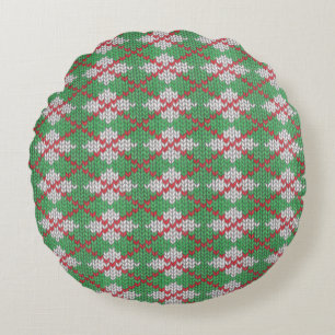 XMAS ARGYLE GESTRICKTER Rund Kissenbezug Rundes Kissen