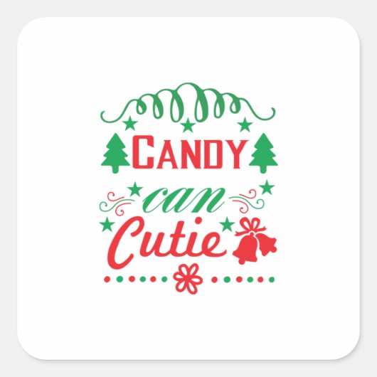 Xmas Art Candy Can Süsse Quadratischer Aufkleber (Vorderseite)