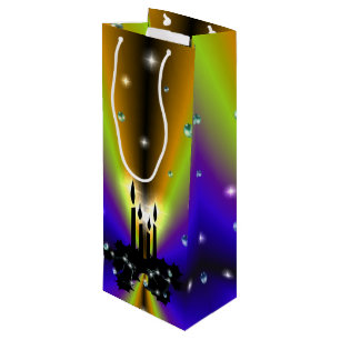 Xmas Artdeco Lila Gelber Regenbogen Geschenktüte Für Weinflaschen