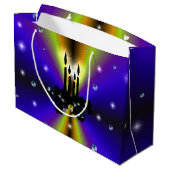 Xmas Artdeco Lila Gelber Regenbogen Große Geschenktüte (Rückseite Schrägansicht)