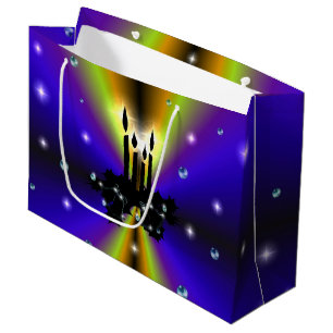 Xmas Artdeco Lila Gelber Regenbogen Große Geschenktüte