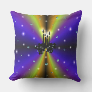 Xmas Artdeco Lila Gelber Regenbogen Kissen